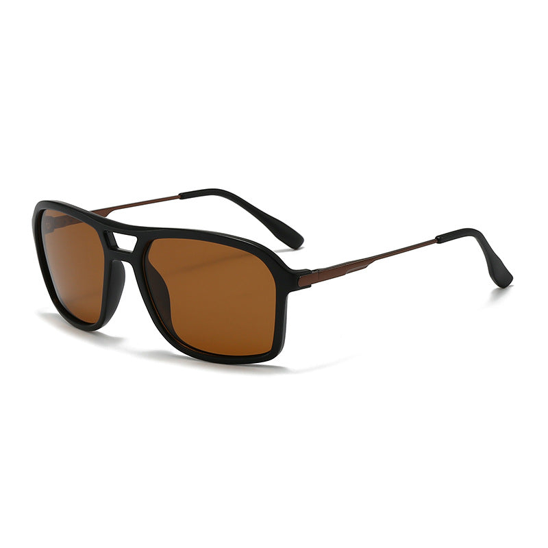 Modern Double-Bridge Square Navigator Sunglasses