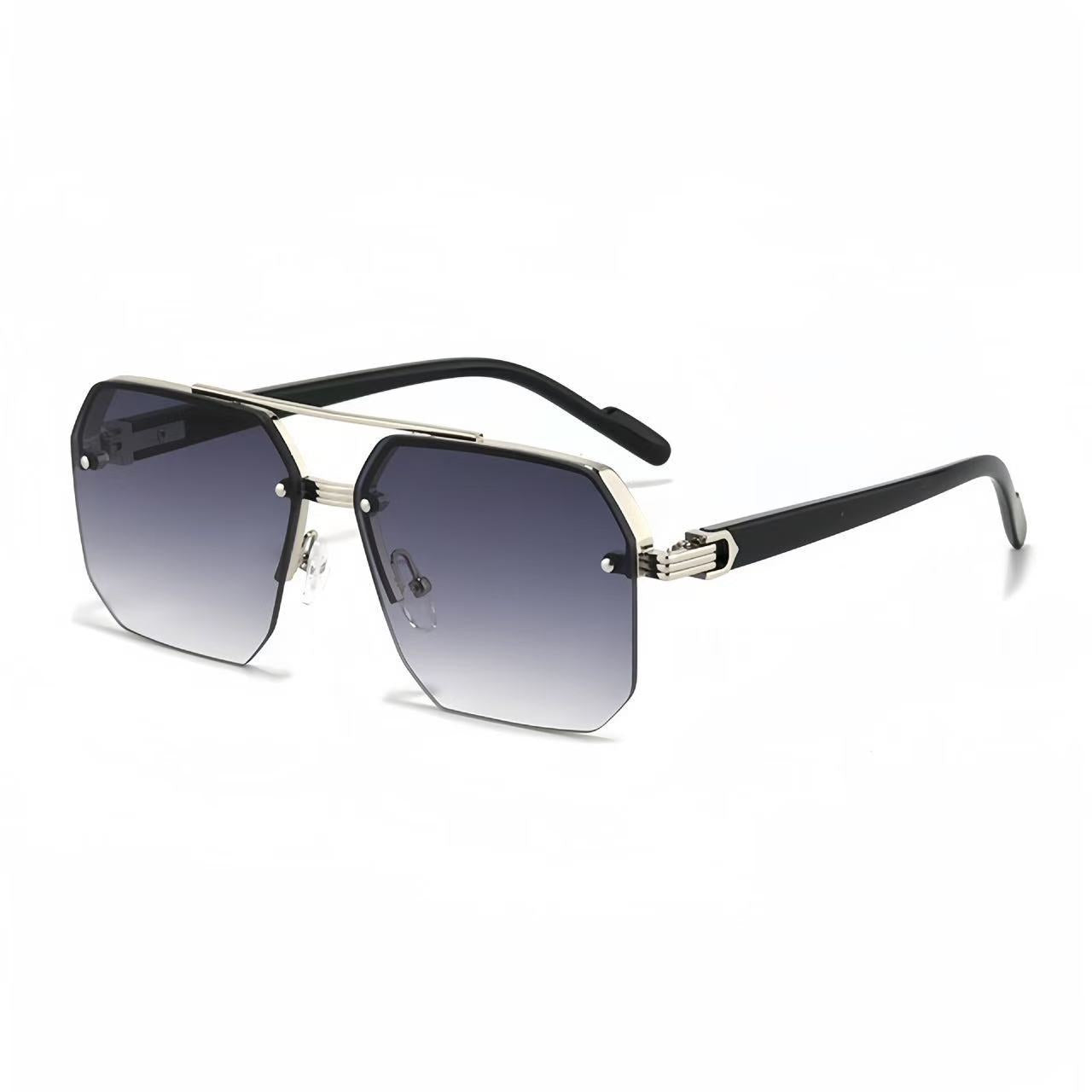 Rimless Geometric Aviator Sunglasses with Bridge