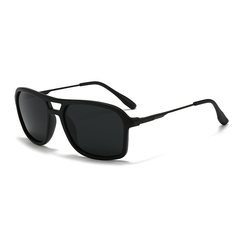 Modern Double-Bridge Square Navigator Sunglasses