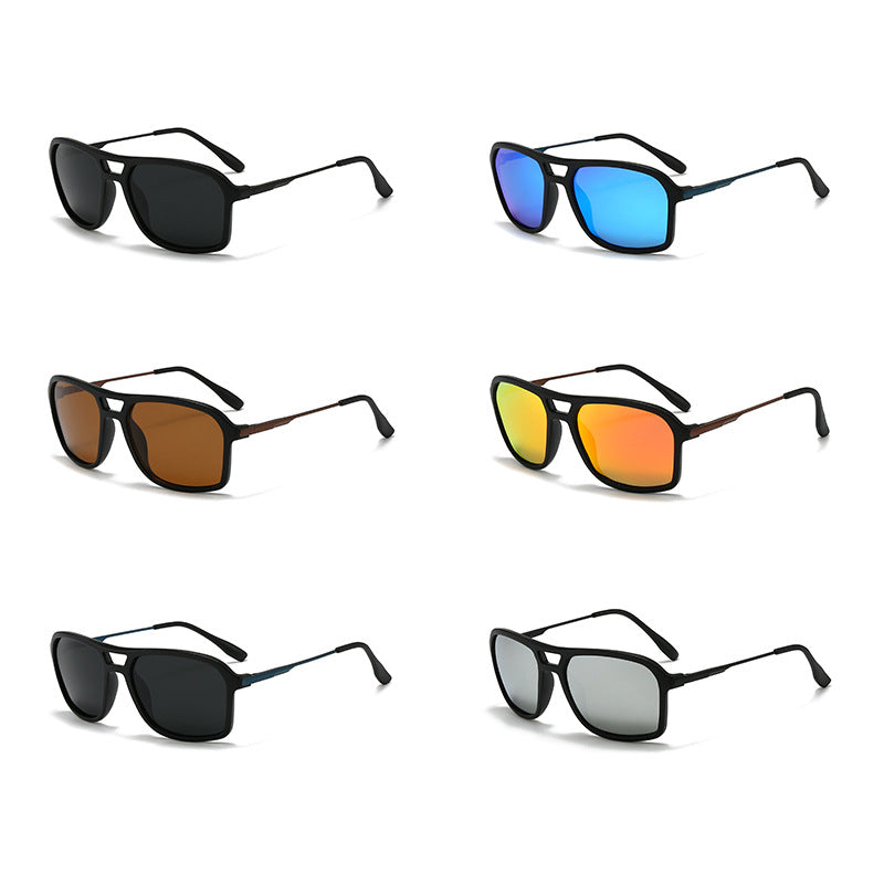 Modern Double-Bridge Square Navigator Sunglasses