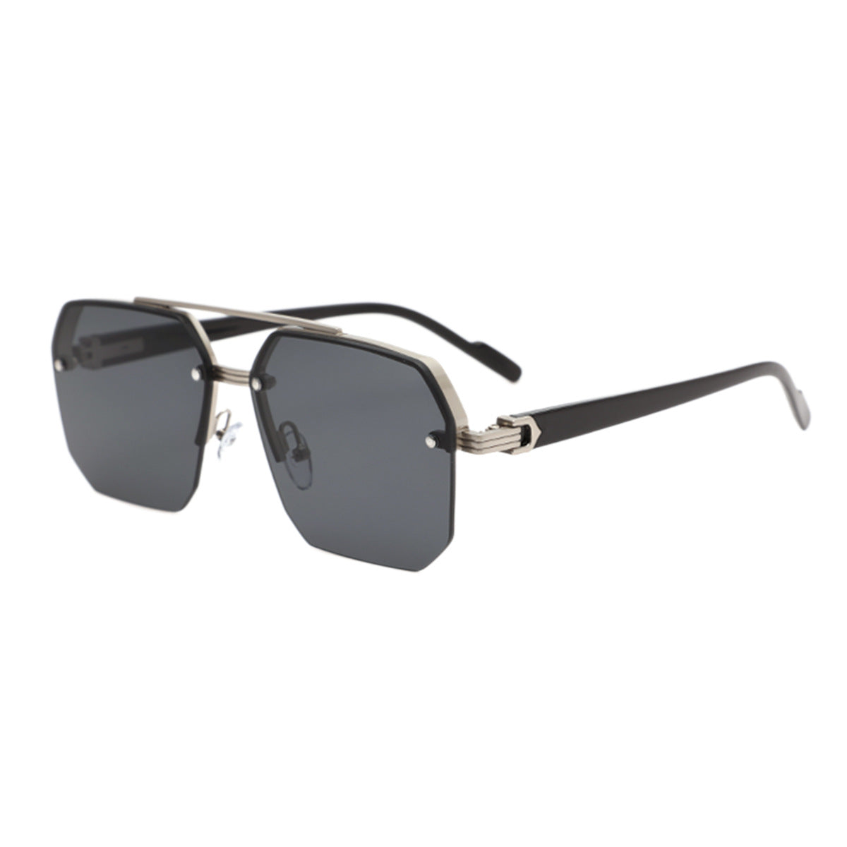 Rimless Geometric Aviator Sunglasses with Bridge