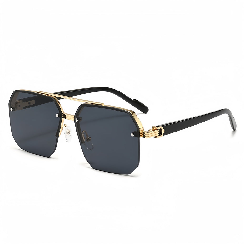 Rimless Geometric Aviator Sunglasses with Bridge
