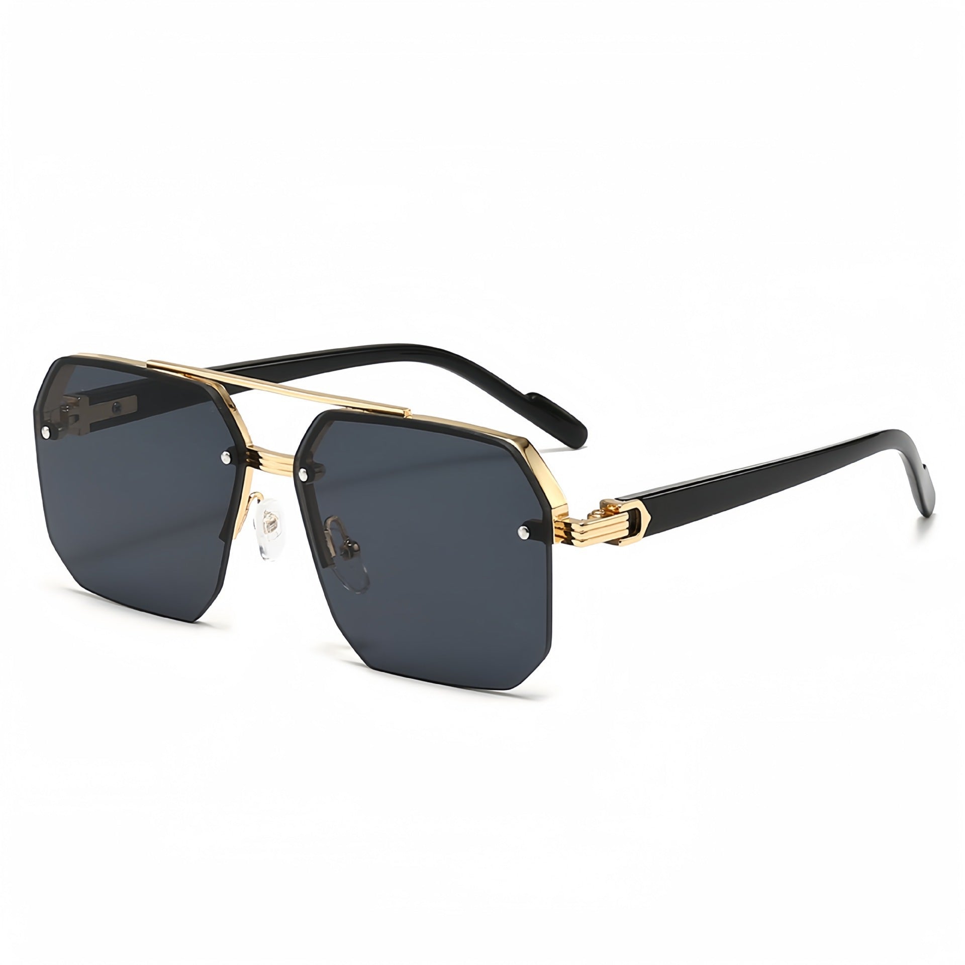 Rimless Geometric Aviator Sunglasses with Bridge