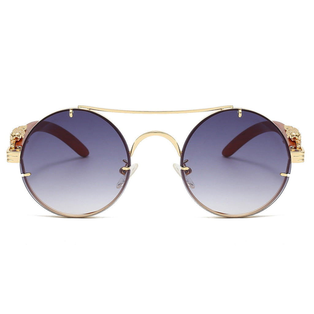 Luxury Double Beam Panther Round Sunglasses