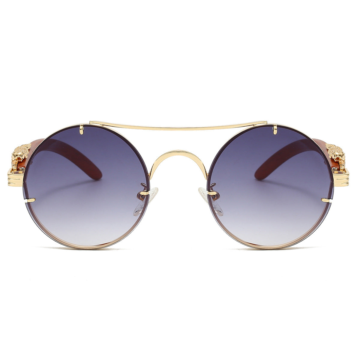 Luxury Double Beam Panther Round Sunglasses
