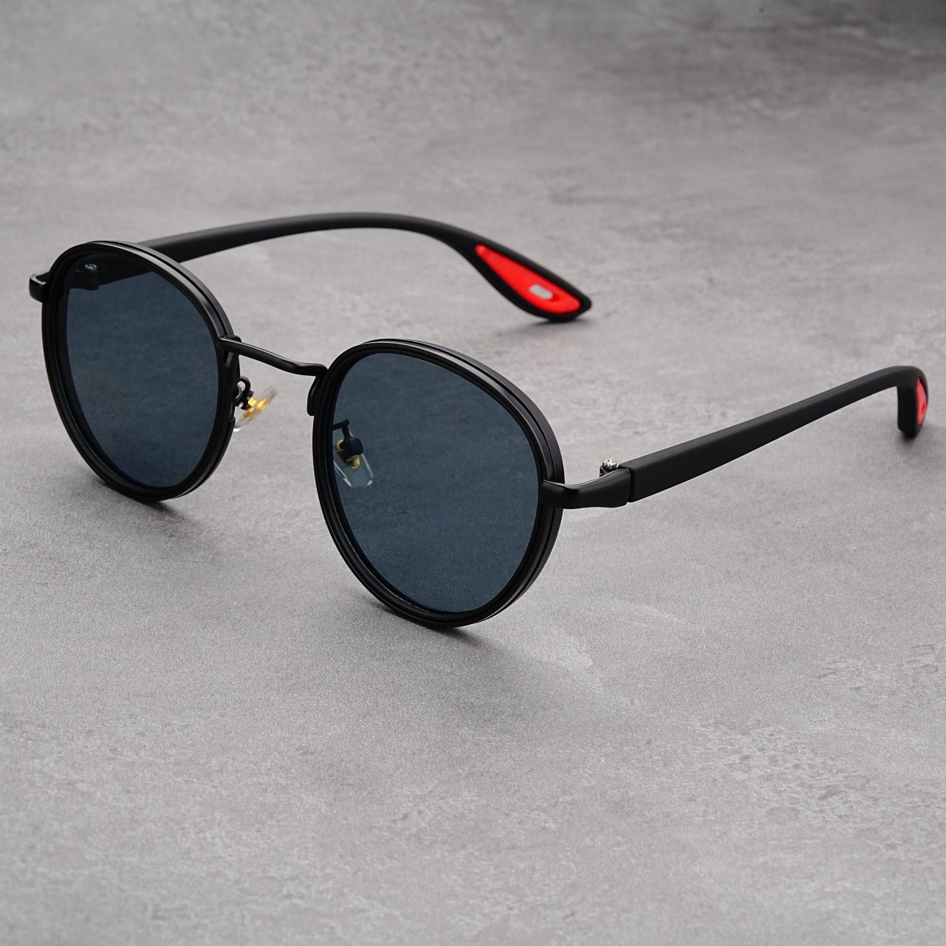 Classic Round Metal-Rim Sunglasses with Sport Temples